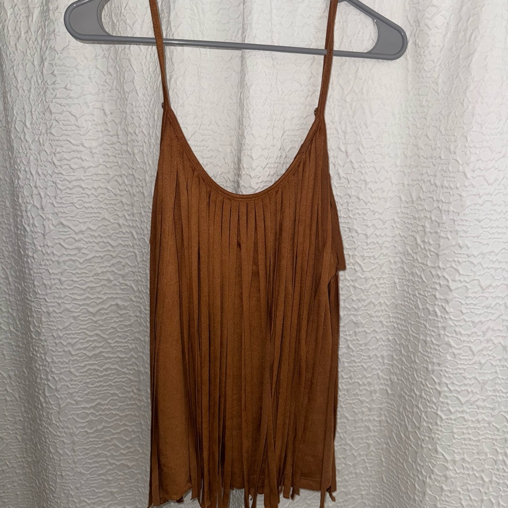 Brown Fringe Tank Top